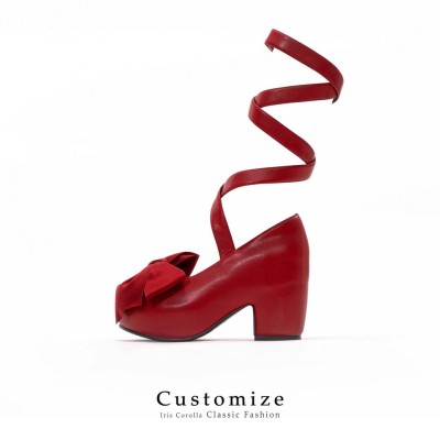 Iris Corolla Customize A Strap Up Chunky Platform Shoes(Reservation/4 Colours/Full Payment Without Shipping)